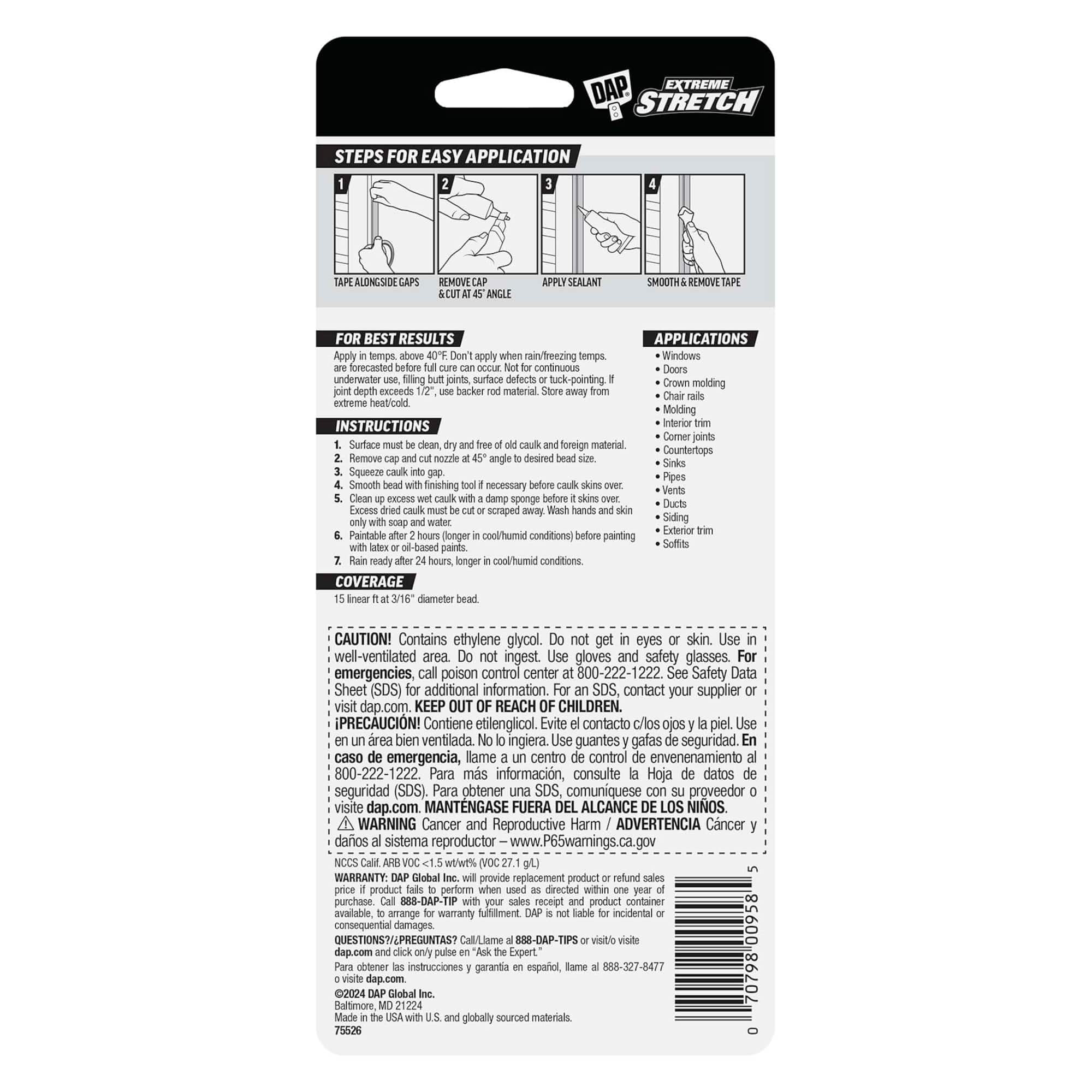 DAP® 2.75oz. Extreme Stretch Acrylic Urethane Elastomeric Sealant